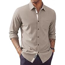 PJ PAUL JONES Mens Linen Shirt Long Sleeve Button Down Shirt
