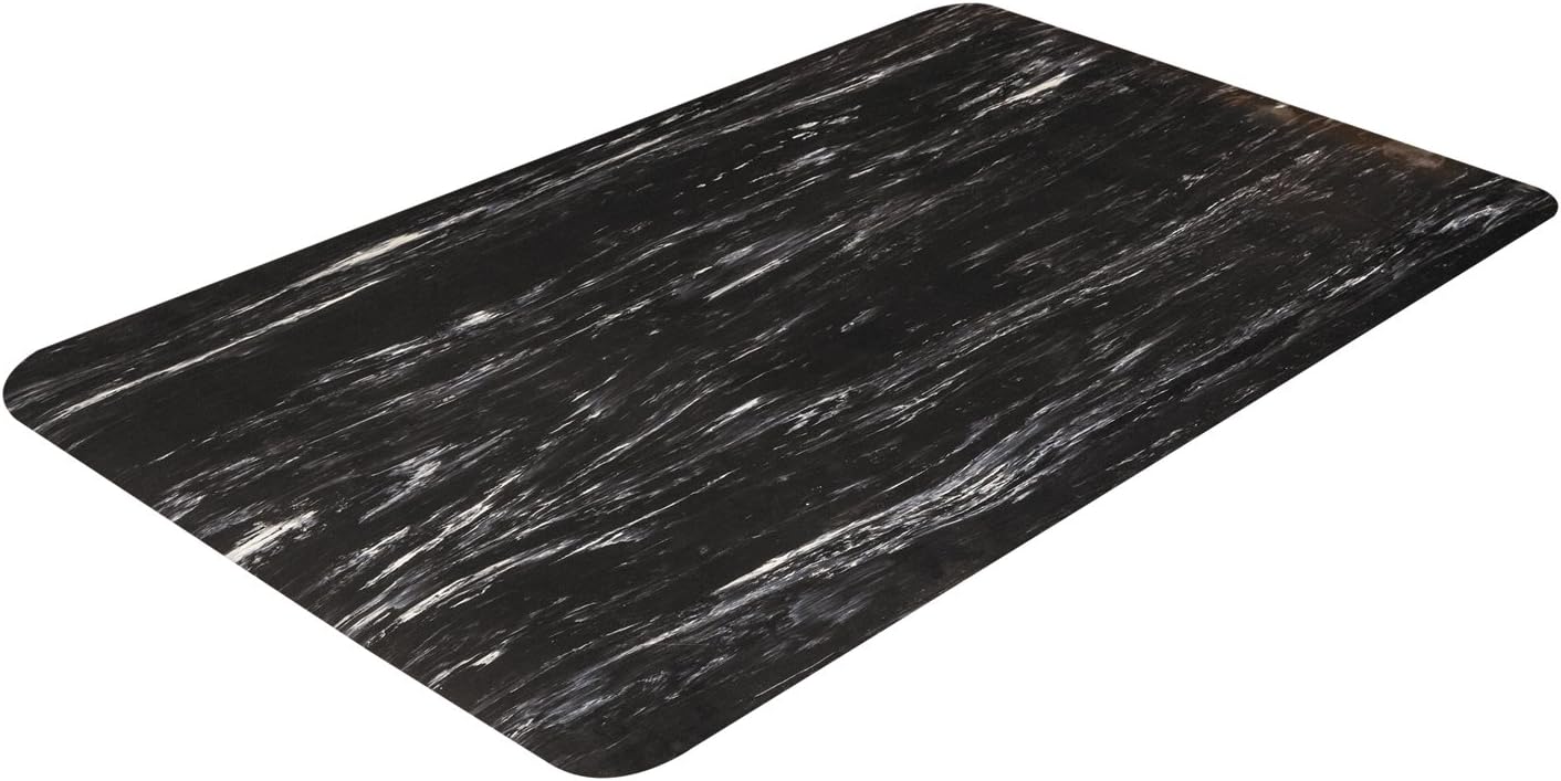 Crown Matting CU2436BK Cushion-Step Marbelized Rubber Surface Mat, Prevent Falling, 24 X 36, 2' X 3', Black