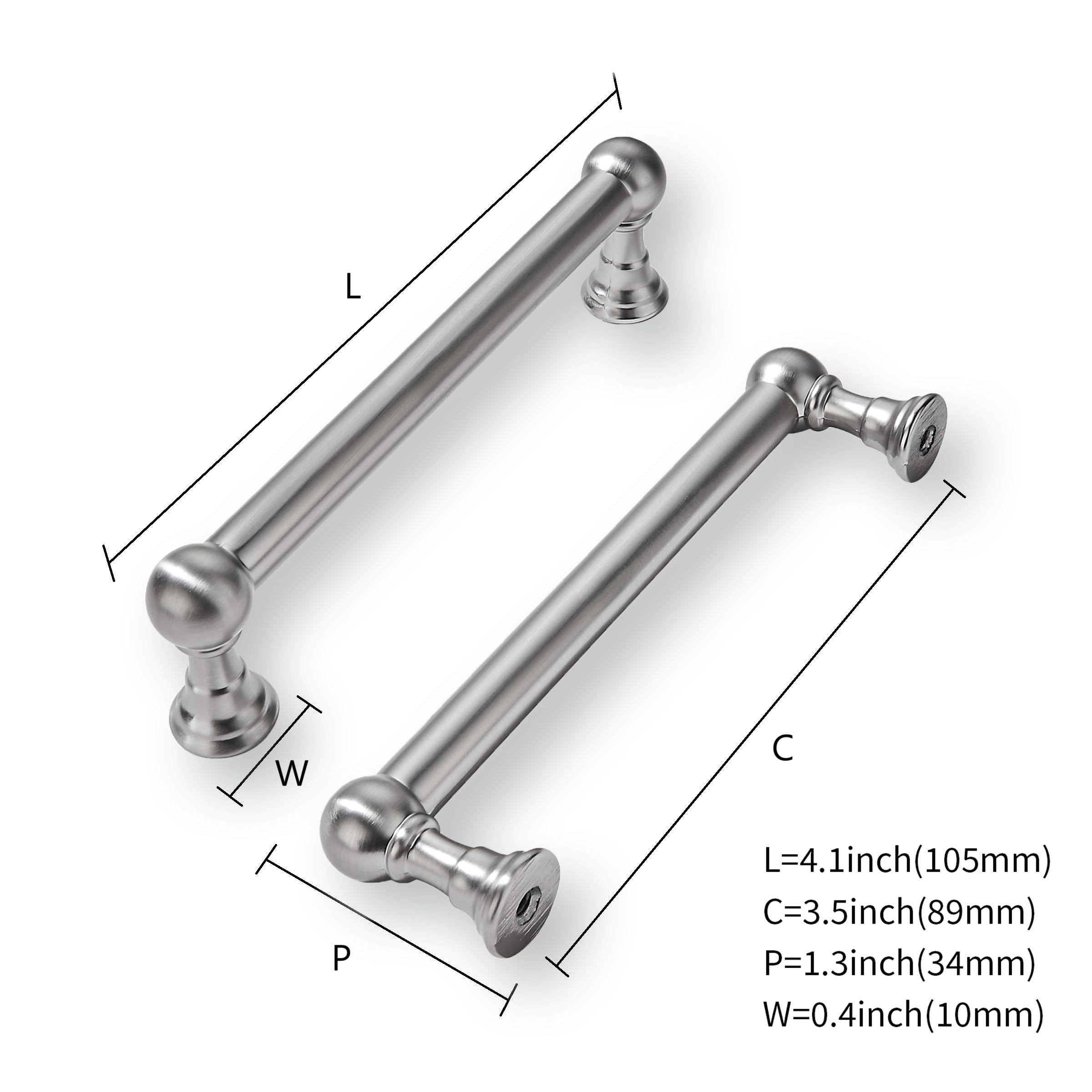 Arch Brushed Nickel Cabinet Pull - KH309, 3-1/2 in (89 mm) — KHTUMEWARE