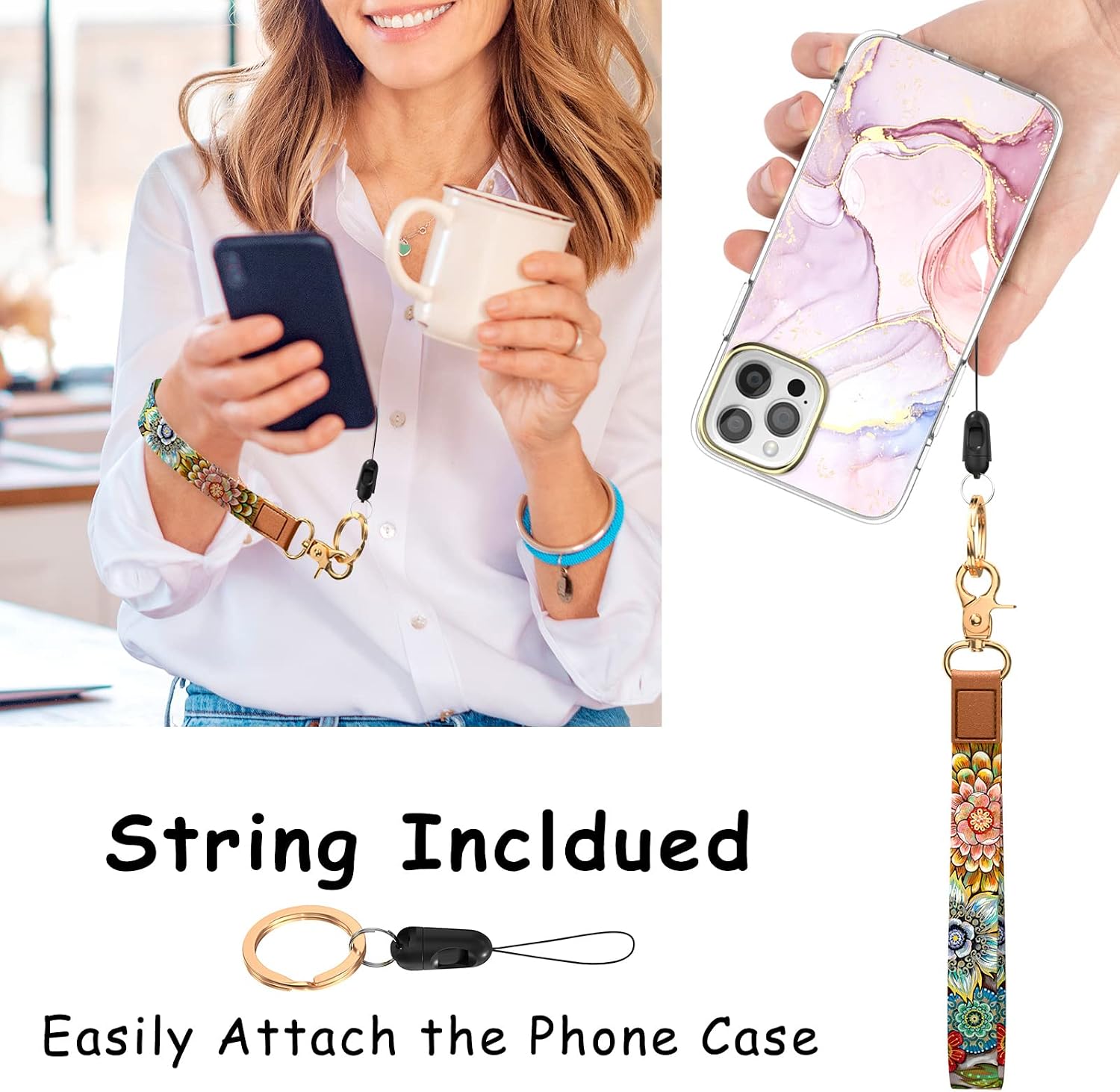 Wrist Lanyard Key Chain, Cute Wristlet Strap Keychain Holder for Women Men Car Keys ID Badges Card Wallet Phone Camera image 4