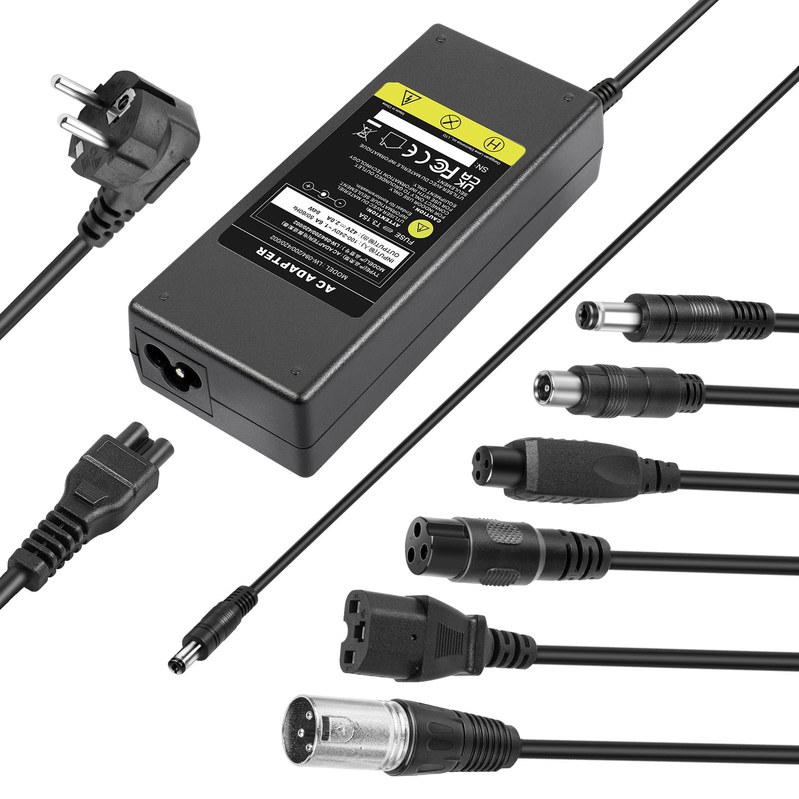 Charger Scooter 42 V 2 A for 36 V 2 A 10S Li-on Battery Charger, Electric Bike Adapter Hoverboard Scooter Ninbot Xiaomi 365 6 in 1 Universal Connectors