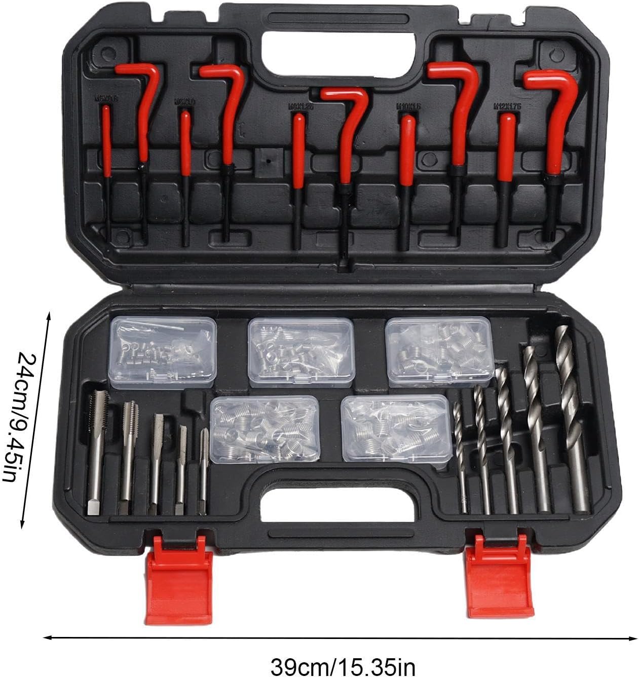 Comprehensive Repair Kit - 39x24x5cm Heavy Duty Insert Set, Professional Thread Restorer Tool, Steel Repair Kit, Precision Tap Drill Tool for Industrial Vehicle Machinery Cylinder Head