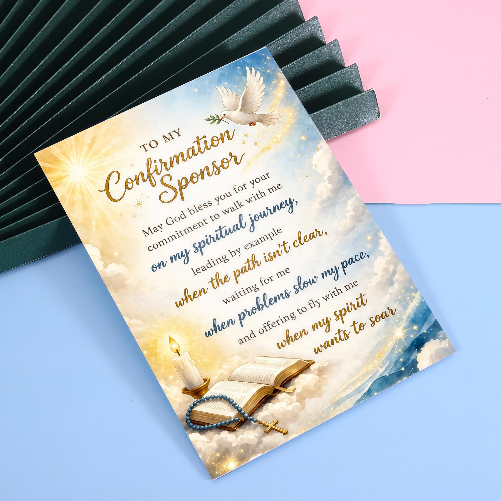 FrereFeter Confirmation Sponsor Card, Confirmation Sponsor Thank You Gifts for Women Men, Christian Catholic Gifts for Godmother Godfather, Sponsors Appreciation Gifts from Teen girls boys