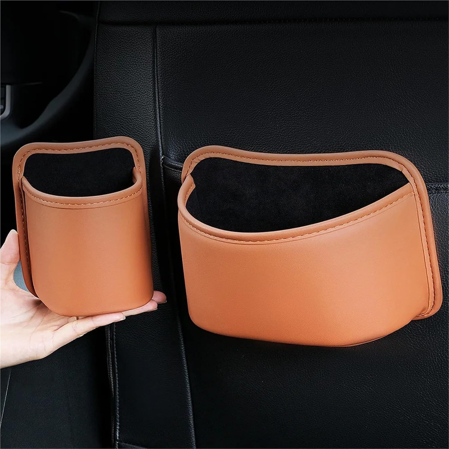 Universal Door Cup Holder Box Back Water Cup Organizer Pocket with Back Clip Design(Trumpet-Off-White)