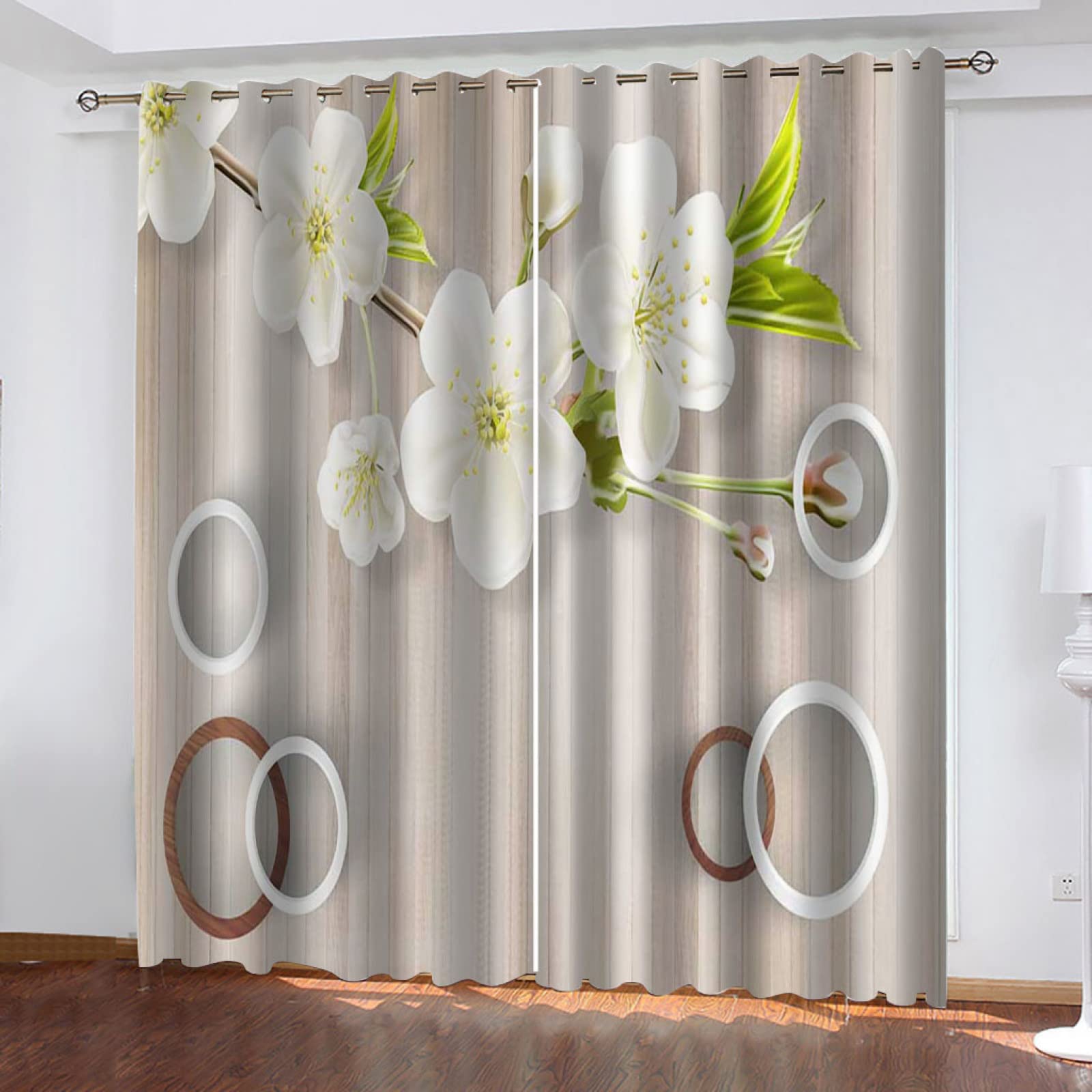 Vorhang Blickdicht Verdunklungsvorhänge Gardienen 2-SetBlume 150x166cm