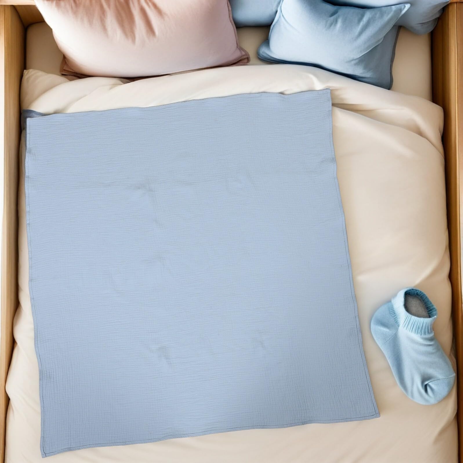 3 Piezas Manta para Recién Nacido Muselina Manta Envolvente Unisex Colores Sólidos Calmantes para Dormir y Baño del Niña