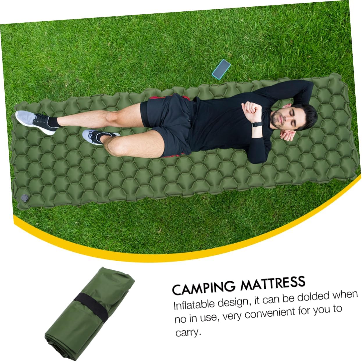 YARNOW Outdoor Inflatable Sleeping Pad Camping Tent Mat for Backpacking Hiking and Family Camping Compact Design for Superior Comfort and Support Green