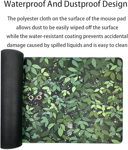 Miniatura 5 de Alfombrilla de mouse grande grande XXL con diseño de gato grande, alfombrilla de escritorio con teclado verde, divertida alfombrilla de mouse grande