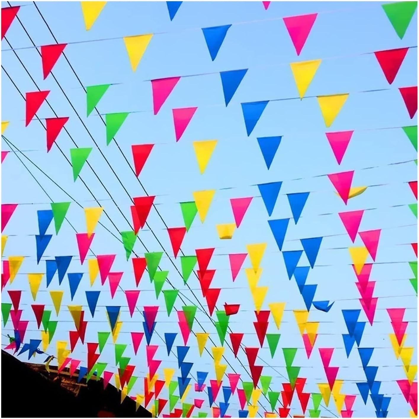 Garden Bunting,Outdoor Waterproof for Wedding Deco 3 Sizes 100 Meter Colorful Triangle String Flag Multi Colour Bunting Party Event Home Garden Decorators Wedding DIY Decor with flower, stripes,dots p