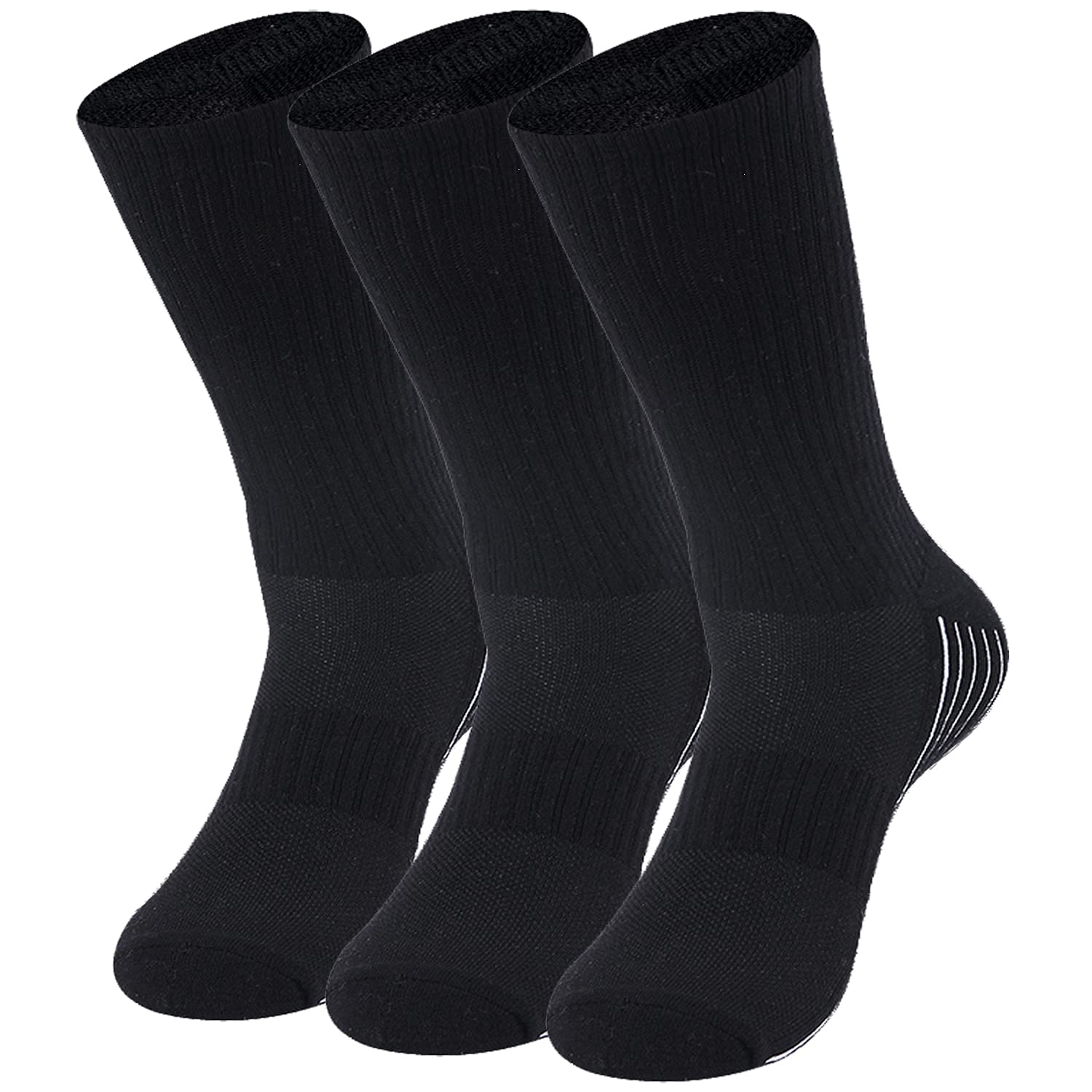 Sunew Viscose Bamboo Socks, Unisex Cushioned Comfortable Crew Workout Hiking Socks 3 Pairs