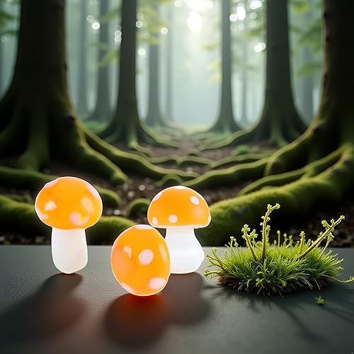 Miniatura 4 de 10 cuentas sueltas de vidrio en forma de hongo naranja, vidrio de hongo artístico, mejorado y grueso, resistente a altas temperaturas. Manualidades