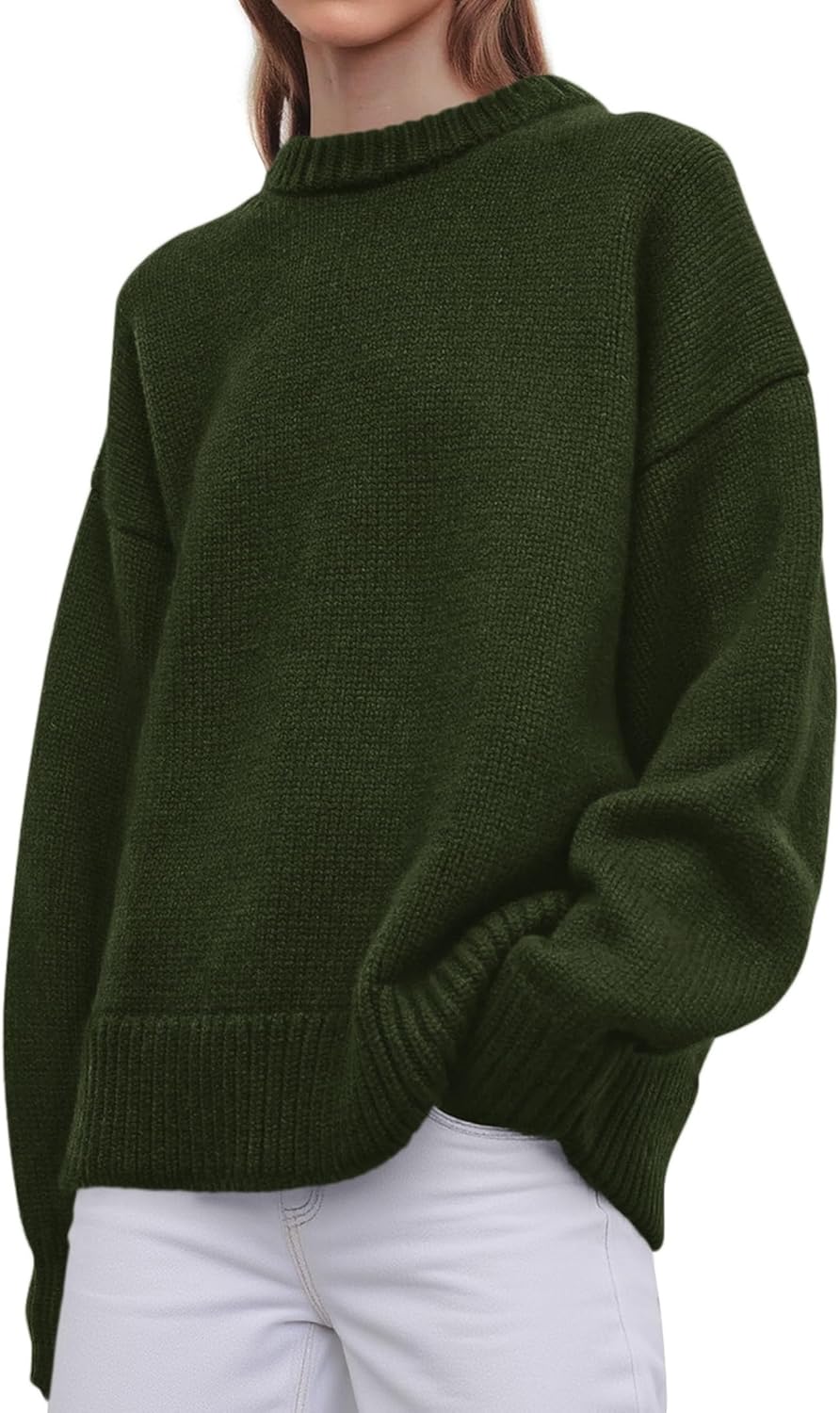 PRETTYGARDEN Womens Sweaters Fall 2025 Trendy Casual Crewneck Long Sleeve Cozy Knit Pullover Sweater Tops Winter Clothing(Army Green,Large) - Image 3