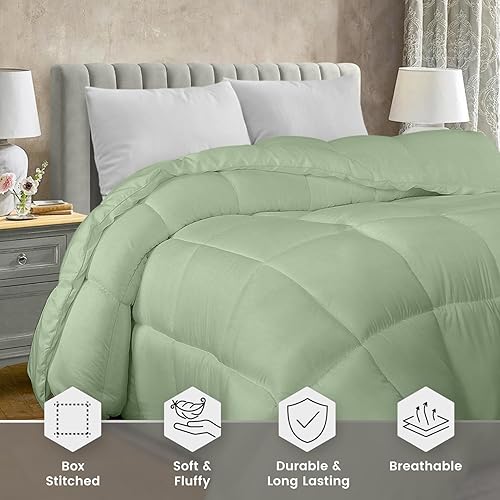 Miniatura 46 de Utopia Bedding - Edredón acolchado con presillas en las esquinas, costuras en caja, relleno alternativo, tamaño individual (beige)