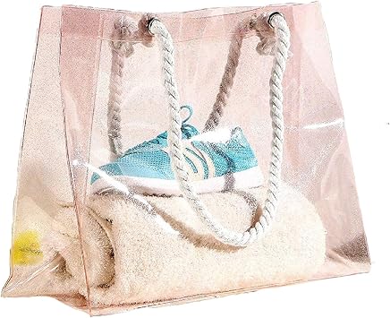 Amazon シャンディニー ラメ入り クリアバッグ レディース トートバッグ 大容量 ロープハンドル プール シャンディニー Chandeny プールバッグ