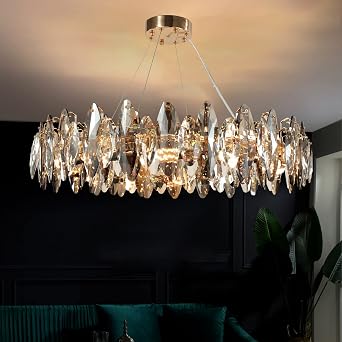 AHXIAOZN K9 Crystal Raindrop Chandelier,Modern Chandelier Crystal Light,for Dining Room, Kitchen, Living Room, Bedroom, Hallway, Cafe, Bar,60cm [Energy Class A]