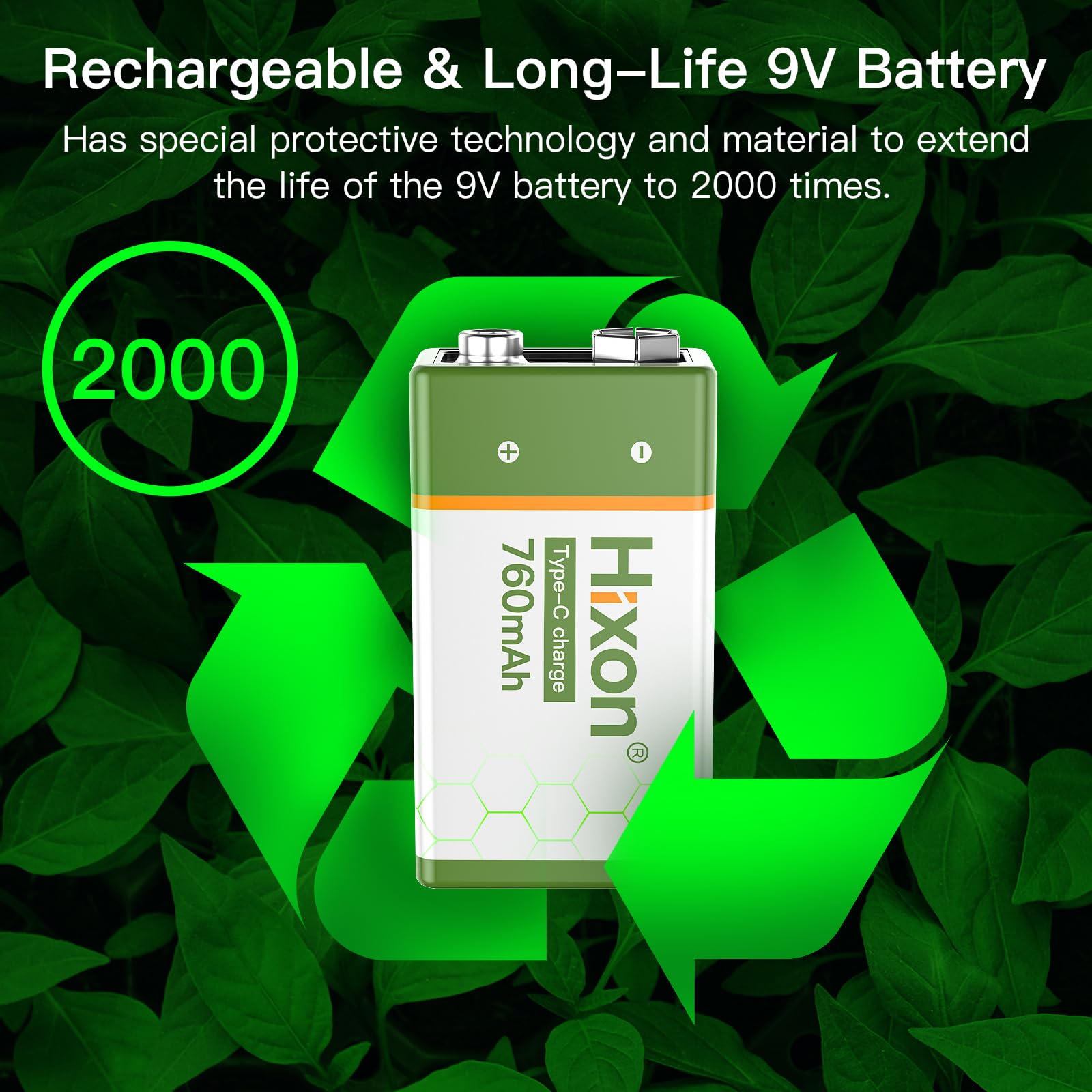 Amazon.com: Hixon USB 9V Rechargeable Lithium Batteries - Long