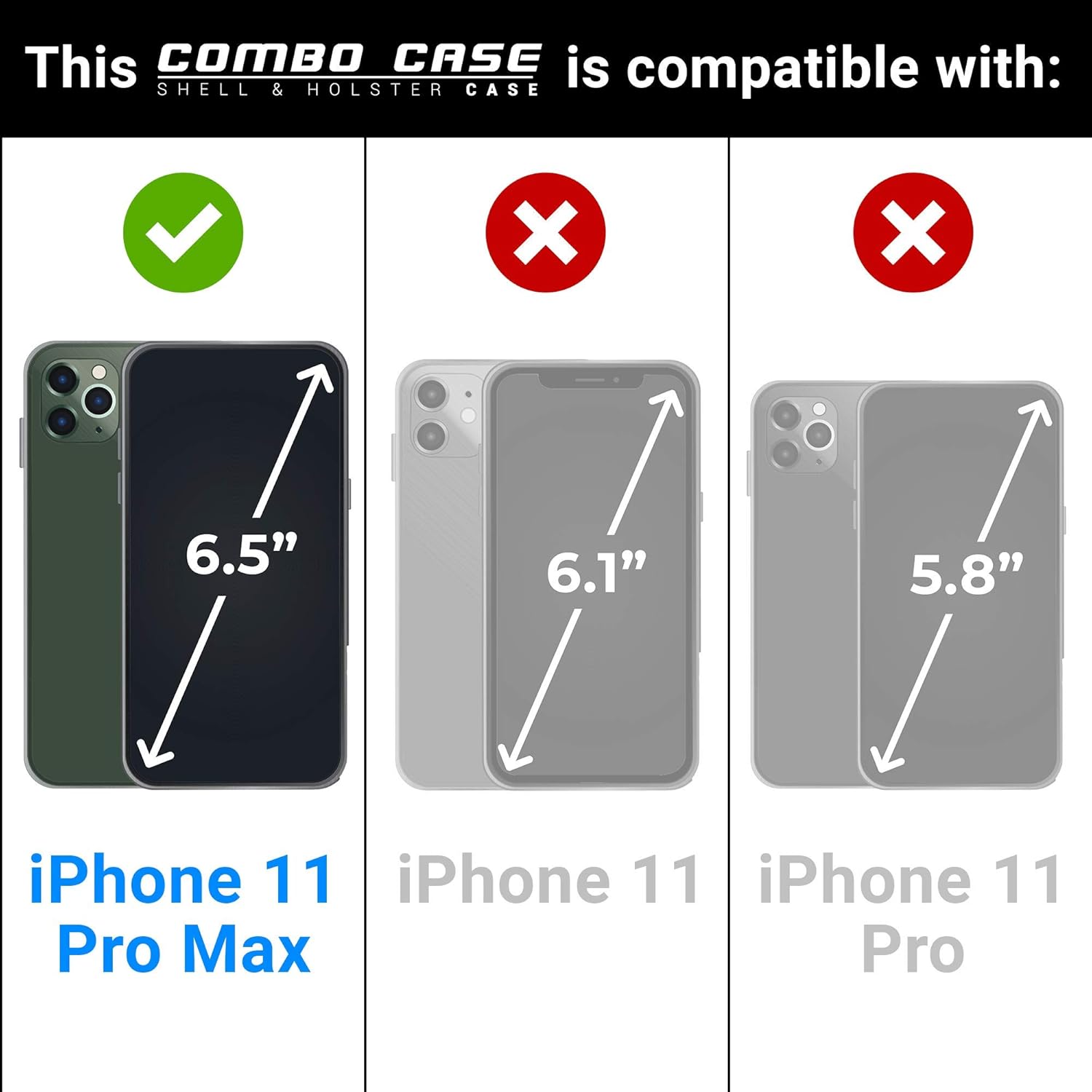 Aduro Combo Case & Holster for iPhone 11 Pro Max, Slim Shell & Swivel Belt Clip Holster, with Built-in Kickstand for Apple iPhone - Image 2