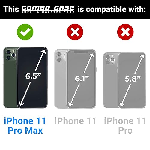 Miniatura 2 de Aduro Combo de funda y funda para iPhone 11 Pro Max, carcasa delgada y funda giratoria con clip para cinturón, con soporte integrado para iPhone de