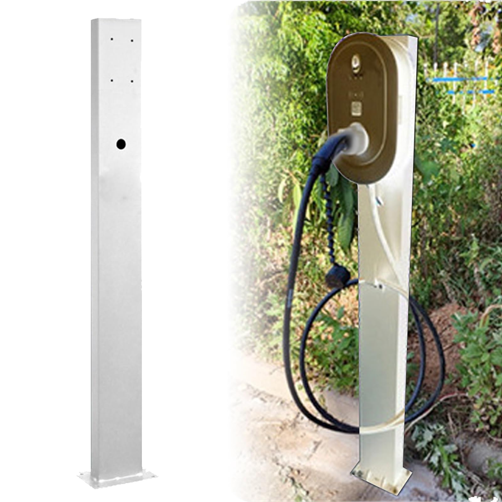 Borne de recharge blanche pour véhicules électriques avec support de chargeur mural domestique