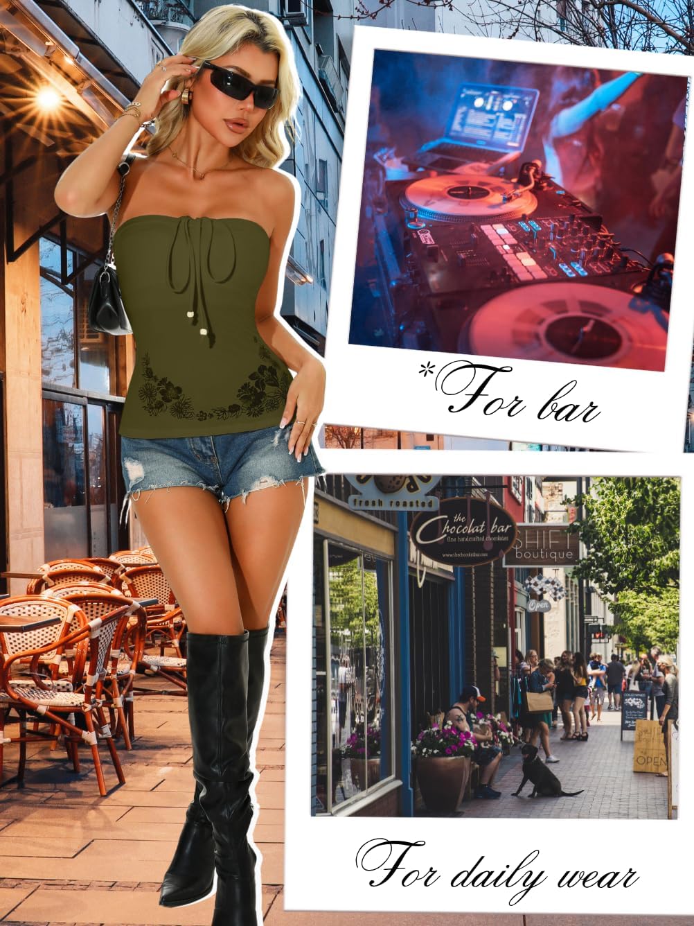 Floral Tube Top,Double Lined Halter Tops for Women,2000S Cute Beach Going Out Clothes - Image 7