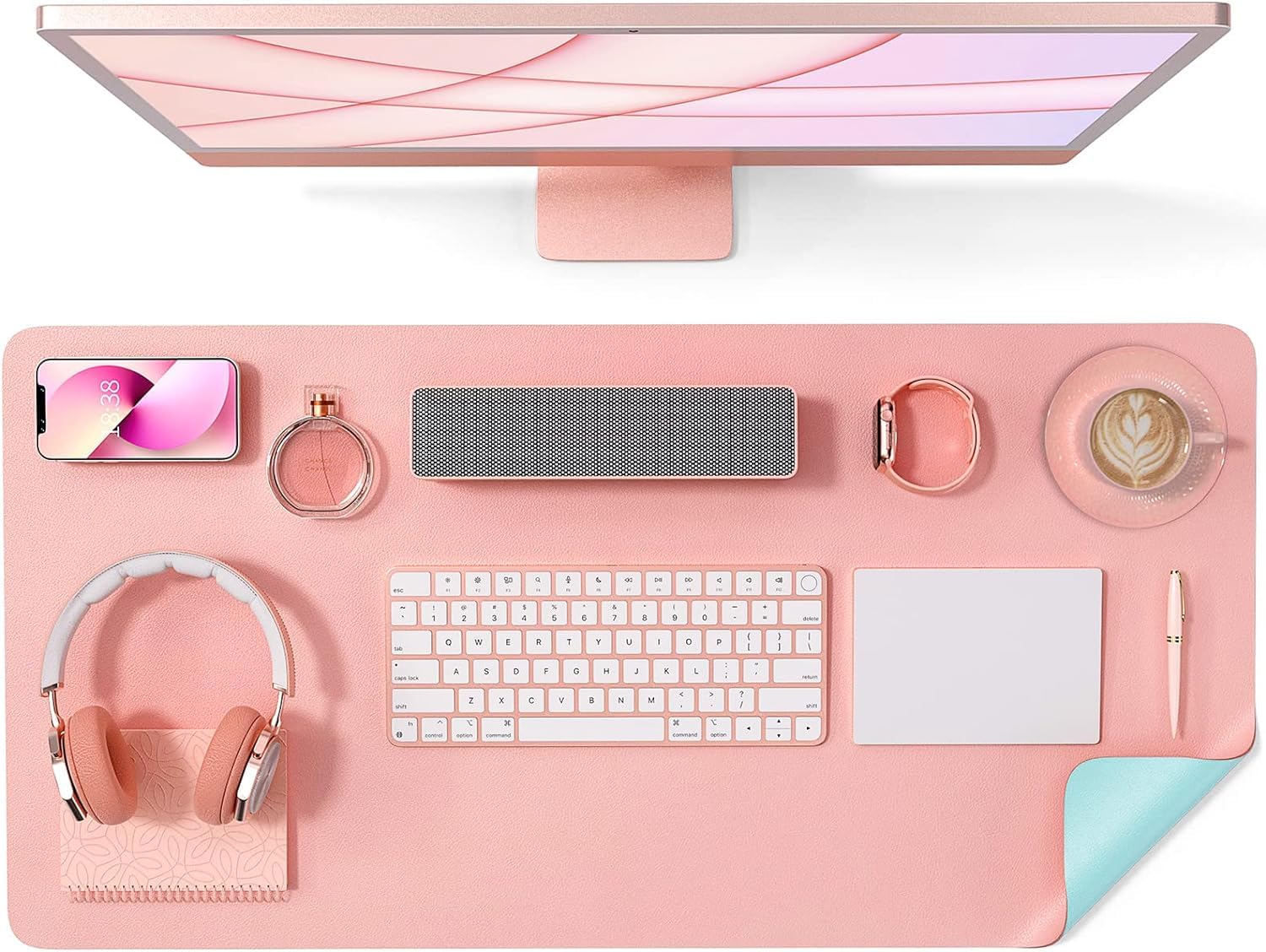 Leather Desk Pad Protector, Dual-Sided PU Desk Pad for Keyboard and Mouse Waterproof Desk Blotter Writing Mat Desk Mat, Extended Gaming Mouse Pad Large (70 x 35 cm) (Pink - Blue) (B0CX64MCX1) Amazon Price History, Amazon Price Tracker