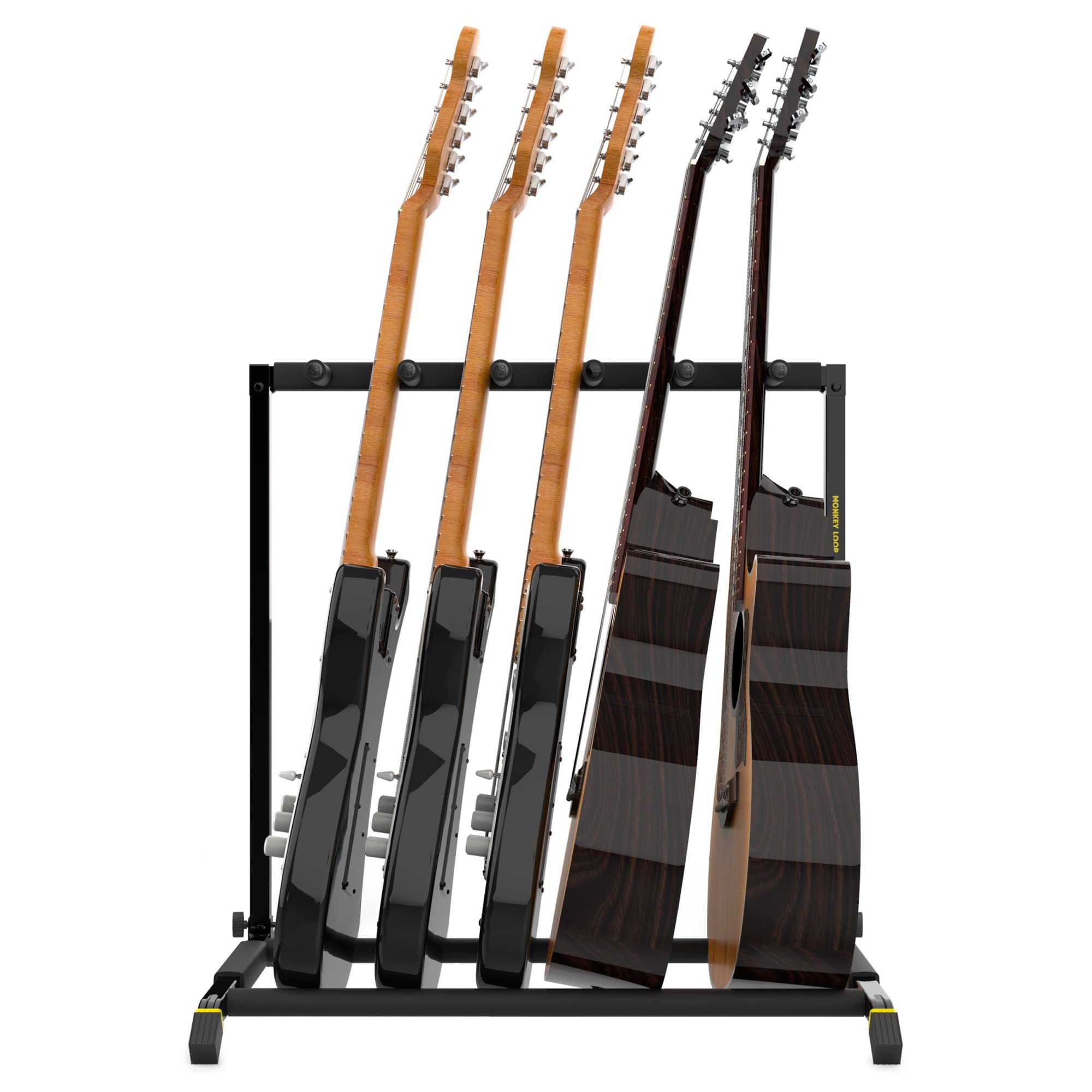 Monkey Loop Floor Prime 5 - Support pour 5 Guitares ou Basses - Rempli de Mousse - Résistant aux Rayures