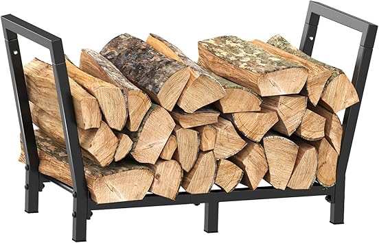 Minicloss 34 Inch Firewood Rack Outdoor Indoor, 2.7ft Wood Storage Rack Stand, Heavy Duty Fire Wood Holder for Fireplace（Black）