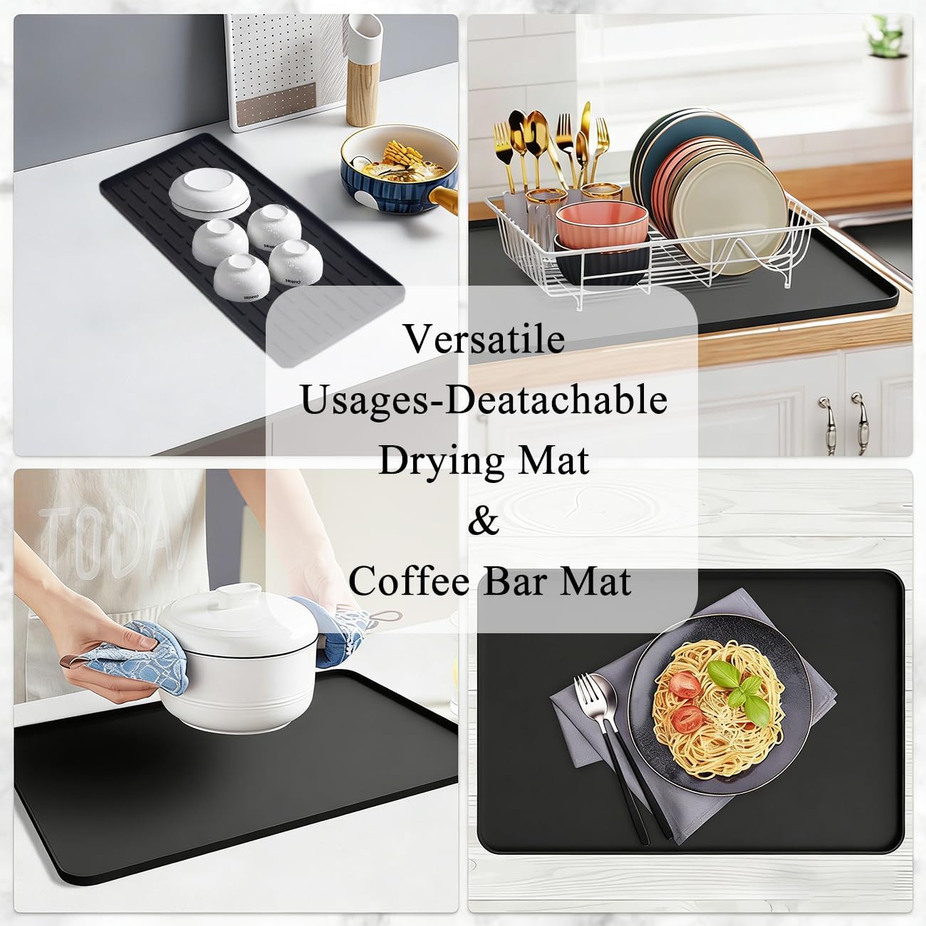 Silicone Coffee Mat for Espresso Machine ,Black, 24''x16''