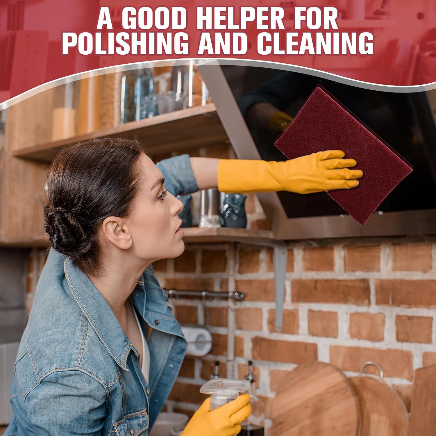 Lounsweer 60 Pcs 6" x 9" Hand Pads Coarse Pack 20 Each in White Gray and Red for Scrubbing Scouring Sanding Cleaning Mixing Paint Prep and Adhesion (Model: 7445/7447/7448)