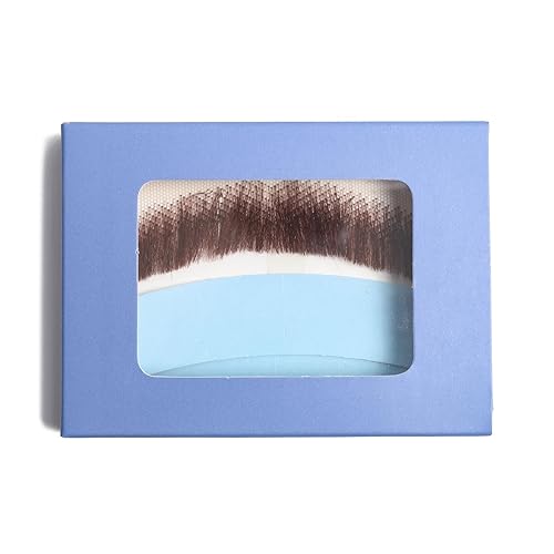 Miniatura 6 de Bigote falso para hombre, 100% fibra sintética, pelo anudado a mano, disfraz divertido, cosplay, lápiz, barba realista (marrón)
