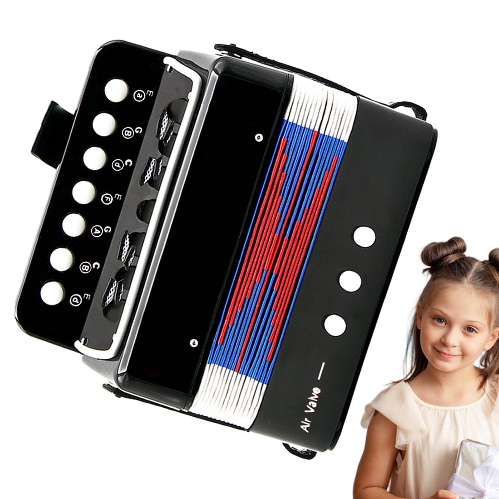 de acordeón para niños - acordeón con 7 teclas, instrumento musical para principiantes | Acordeón portátil para niños de 3 años, de música para niños pequeños, regalo para niñas para n