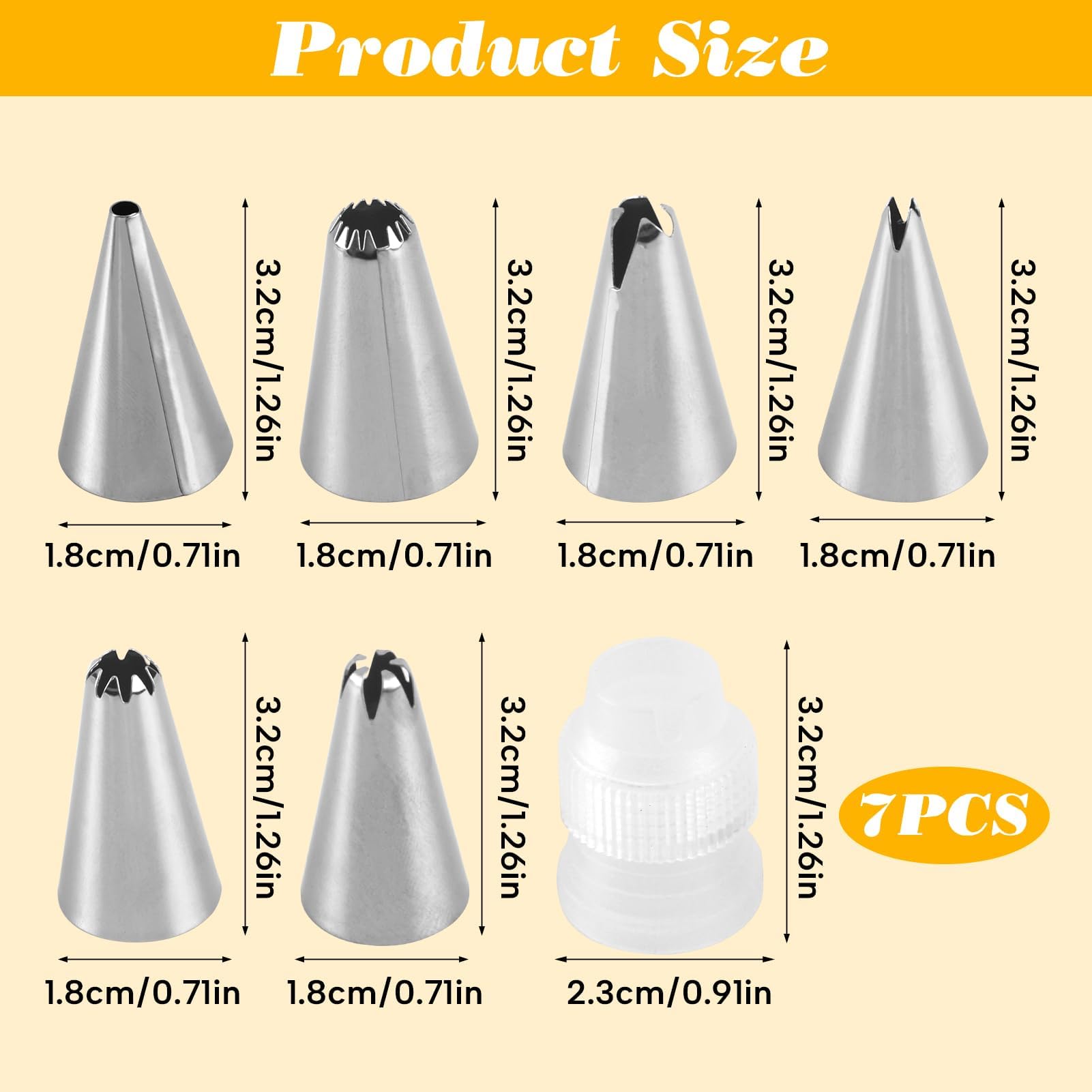 Lot De 6 Douilles Professionnelles En Acier Inoxydable 18/10 JLORENZ - Pour Décorer Gâteaux Et Pâtisseries - Faciles à Nettoyer (brosse Incluse) Embouts Décoratifs Gâteaux
