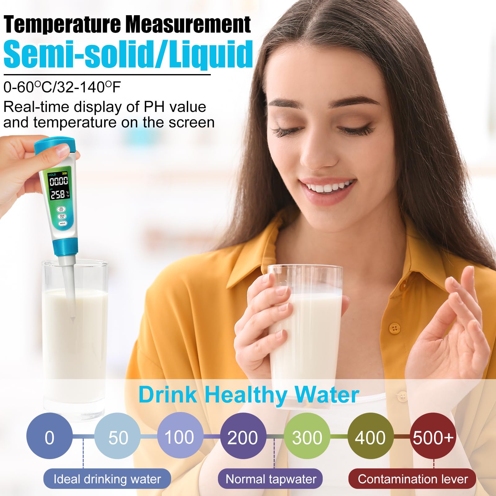 pH Mètre Alimentaire, Testeur de pH Professionnel avec écran LCD rétroéclairé et ATC, 0,01 Haute précision Testeur de pH Numérique pour Aliments, Viande, Fromage, sols Semi-Solides et Eau