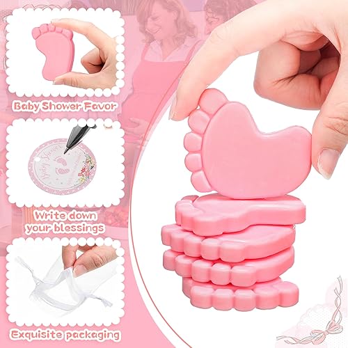 Miniatura 9 de Dimsile 50 juegos de recuerdos de baby shower, pies de bebé hechos a mano, jabón perfumado, recuerdos de fiesta para invitados, regalos de baby