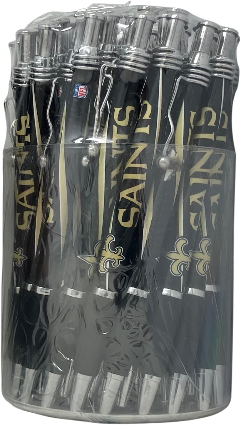 Pro Specialties Group NFL 48-Pack Tub Retractable Click Pens- Great Stocking Suffers and Party Favors (New Orleans Saints)