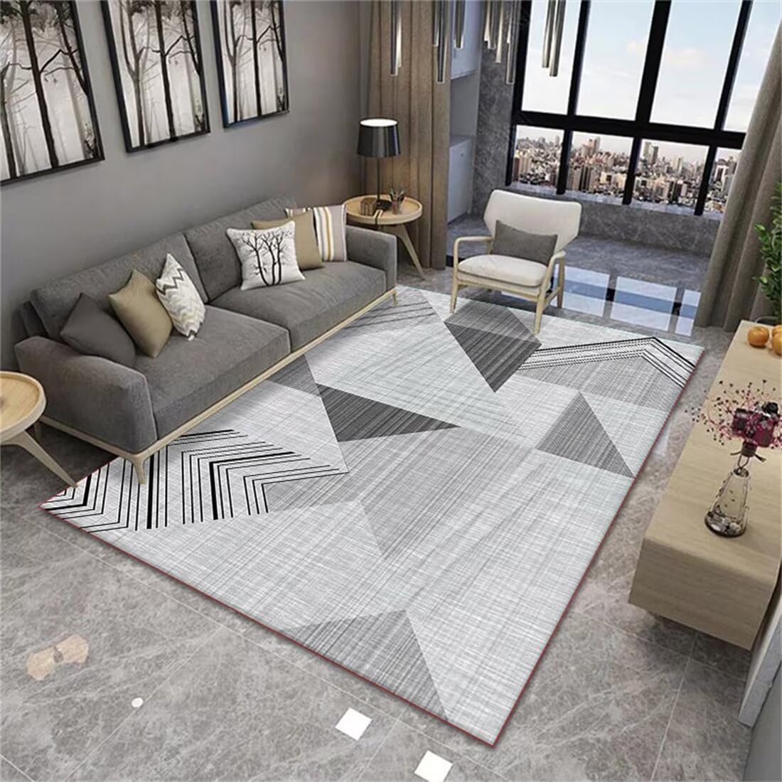 Tapis d'étude antibruit et antidérapant gris simple style moderne 50x70cm