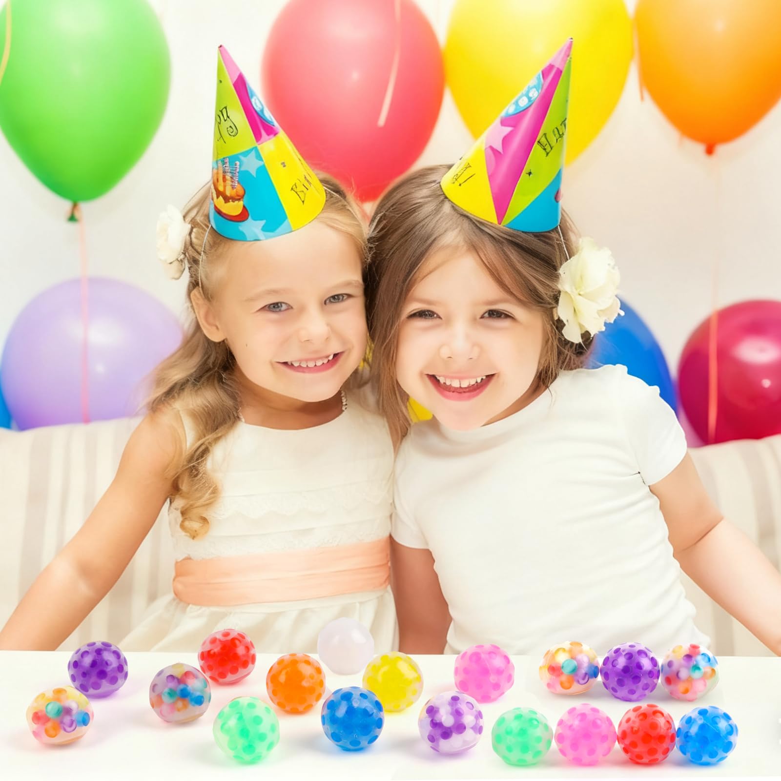 LOMIMOS 24 sztuki piłeczki antystresowe, mini zabawki antystresowe kulki Squishy Balls z perłą wodną, piłeczka antystresowa do ugniatania na redukcję lęku i uspokojenie, prezenty na urodziny