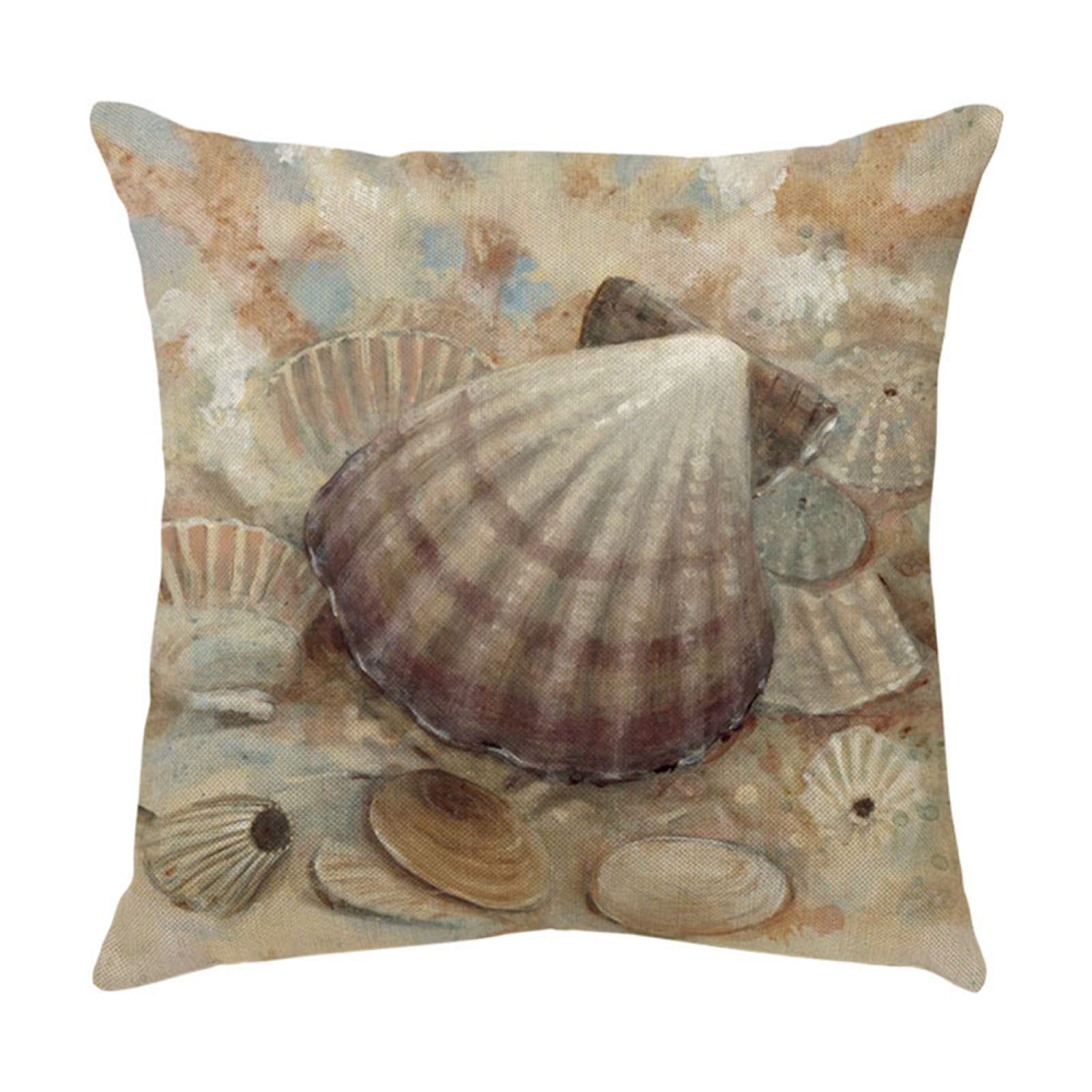 4 Piezas Funda de Almohada Combinación De Caparazón Marino Fundas de Cojín Terciopelo Sencillo y Decorativo para Sofá Camas Dormitorio Coche Lino Cojines Throw Pillow Covers 60x60cm/24x24 Inch