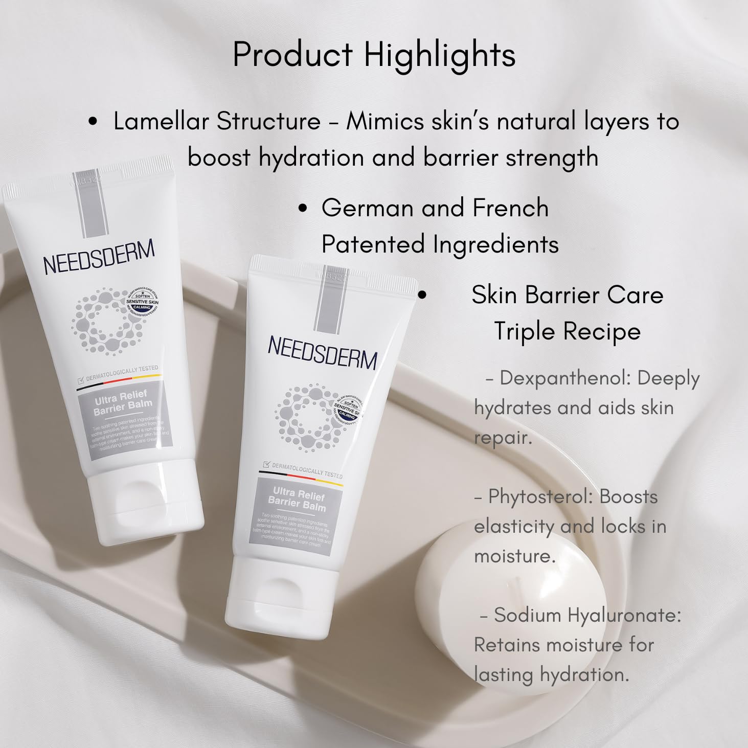 Ultra Relief Barrier Balm - Dermatologist-Tested Moisturizer for Sensitive Skin, Unscented, 80ml