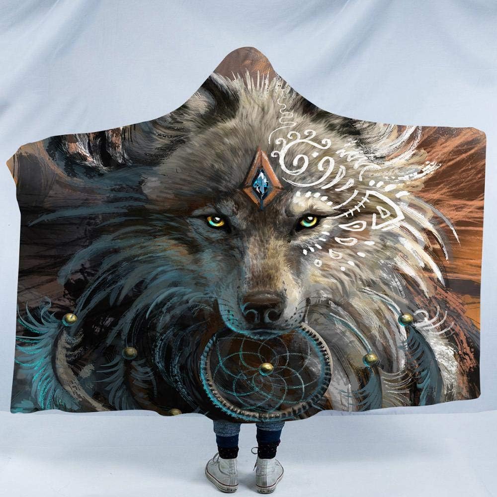 hooded wolf blanket