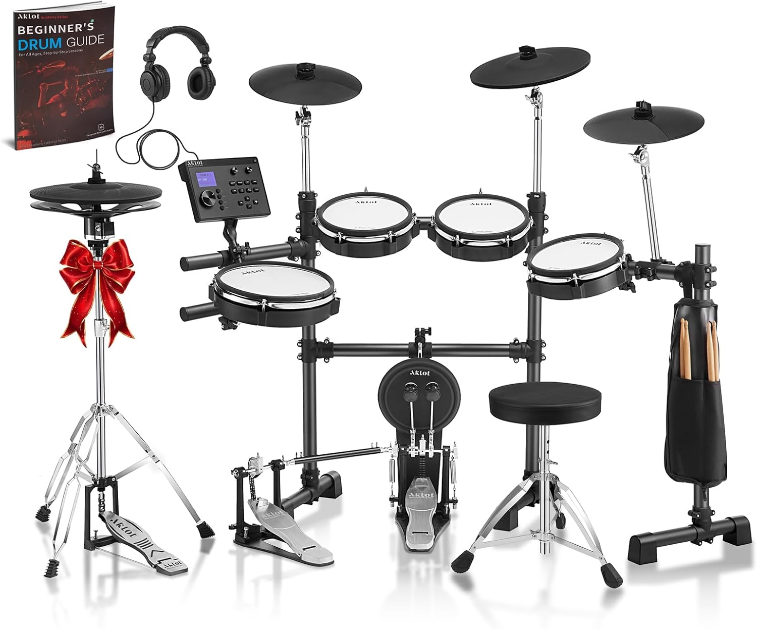 AKLOT Expanded-Size Electric Drum Set: Independent Double Pedal Bass Drum and 10’’ Dual-Zone Snare, Two-Piece Standalone Hi-Hat, 12’’ Triple-Zone Ride Cymbal, 460 Sounds, USB MIDI (B-CORE541D) AKLOT Expanded-Size Electric Drum Set: Independent Double Pedal Bass Drum and 10’’ Dual-Zone Snare, Two-Piece Standalone Hi-Hat, 12’’ Triple-Zone Ride Cymbal, 460 Sounds, USB MIDI (B-CORE541D)