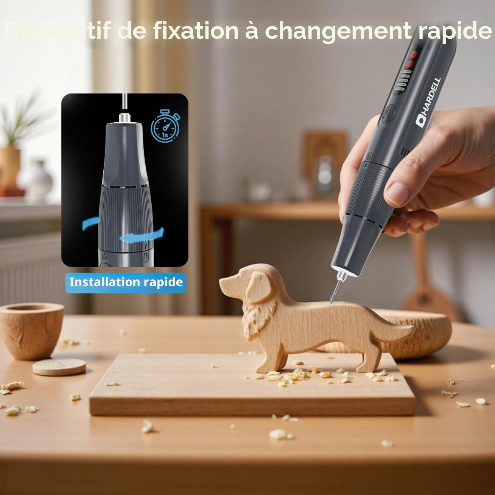 HARDELL Outil Rotatif Sans Fil 8V avec Affichage Digital, 5 Vitesses, Kit 61 Accessoires