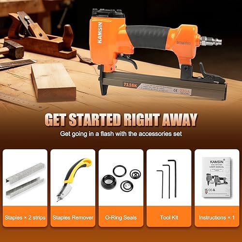 Miniatura 8 de 7116K - Grapadora neumática para tapicería serie 71, calibre 22, herramienta de alambre fino corona de 3/8 pulgadas (0.354 in), pistola de grapas