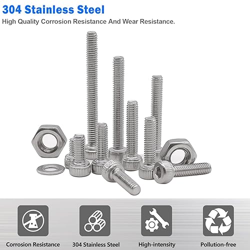 Miniatura 3 de mxuteuk Juego surtido de tornillos M2.5, 533 piezas M2.5 x 468101216200.984 in, tornillos de cabeza hexagonal, tornillos de tuerca de acero