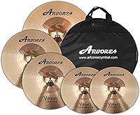 Vista 13 de Juego de platillos de aleación de bronce Arborea B20 Serie Butcher 5 piezas 14" Hihats 16" Crash 18" Crash 20" Ride, hecho a mano para bateristas