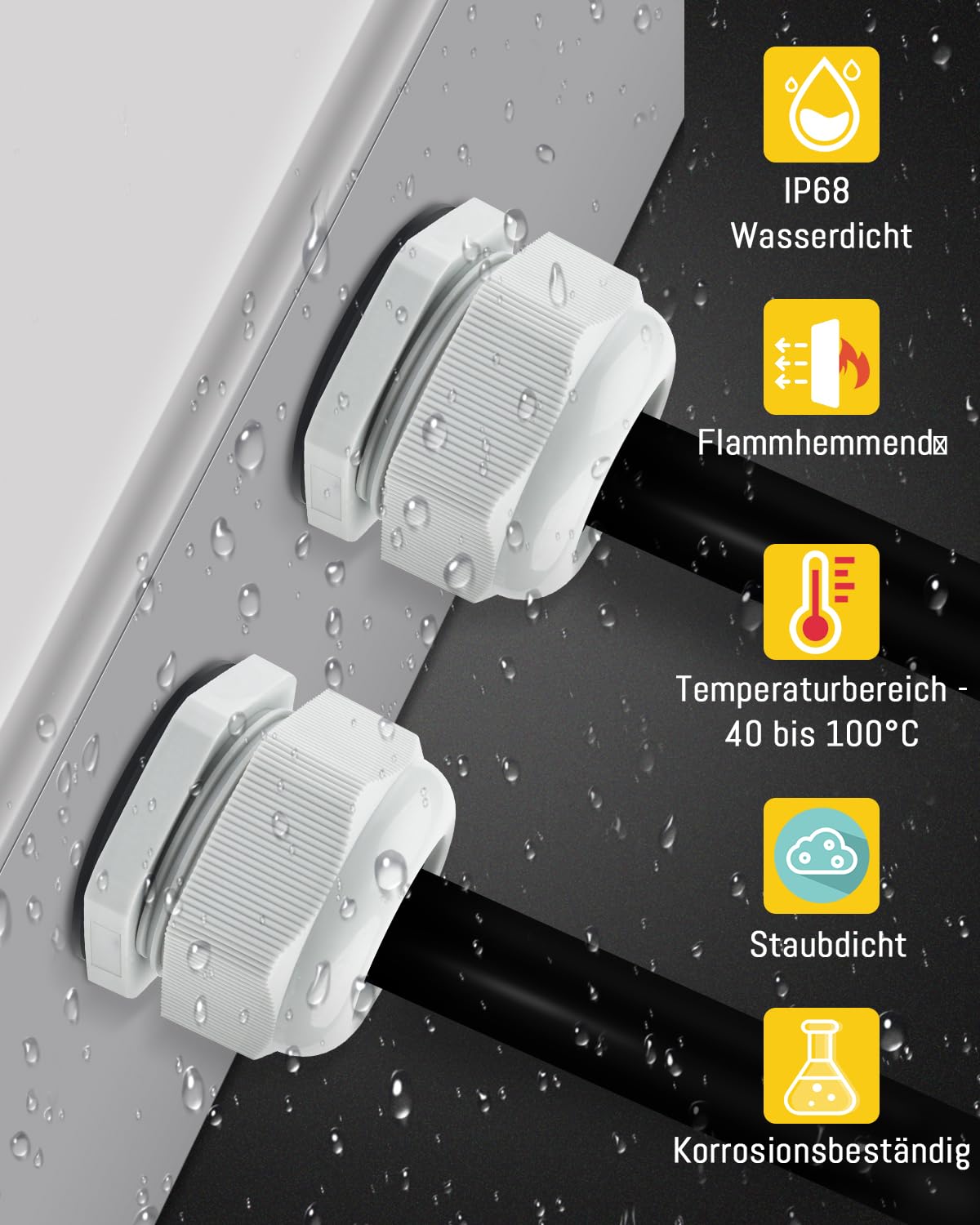 Meccion Set di 10 Pressacavo M12 Impermeabile IP68, Connettori Pressacavi Elettrici in Nylon Impermeabili con Controdado e Rondella per Cavi da 3mm a 6,5mm