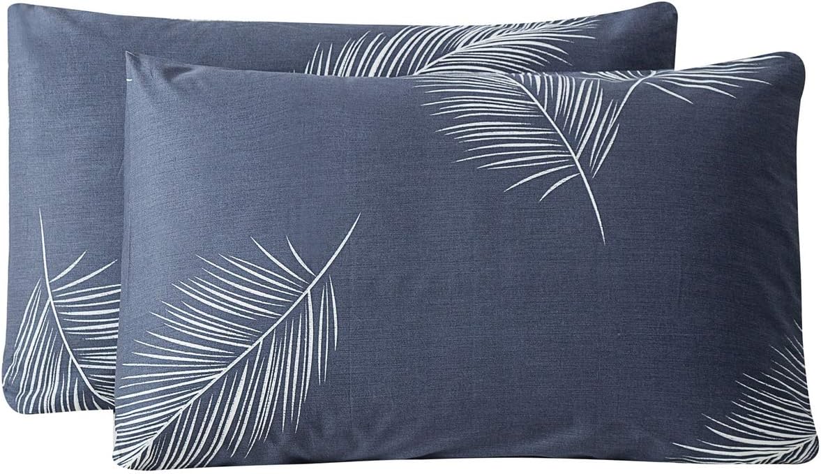SUSYBAO 100% Cotton Pillowcases Set of 2 King Size Damask Floral Pillow Cases Envelope Closure End Boho Paisley Patterned Pillow Covers Blue Flower Pillow Protectors Soft (2 Pack, 20 in x 36 in)
