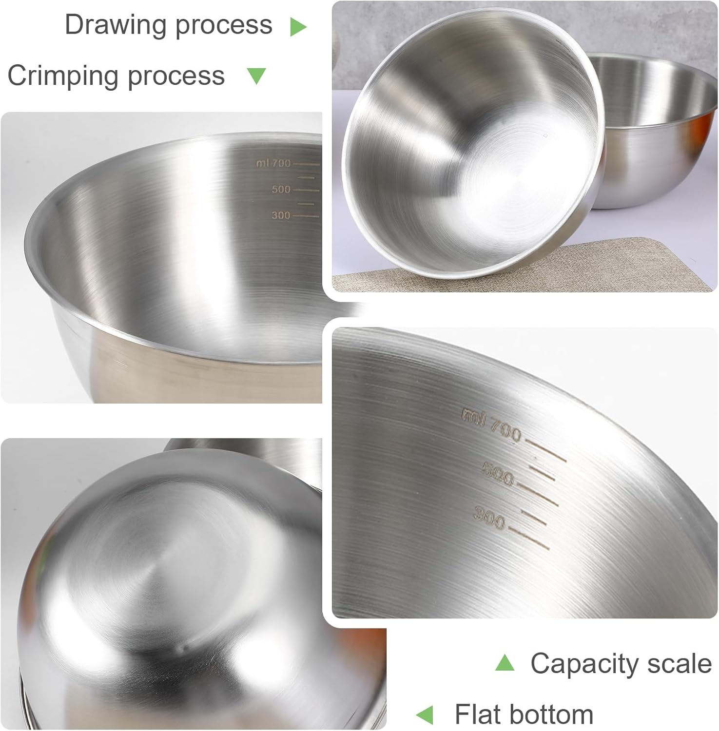 Stainless Steel Bowls 304 Metal Lightweight Unbreakable Dinner Bowls Set Non-Toxin Dishwasher Safe BPA Free and Healthy (8 Pack 24Oz)