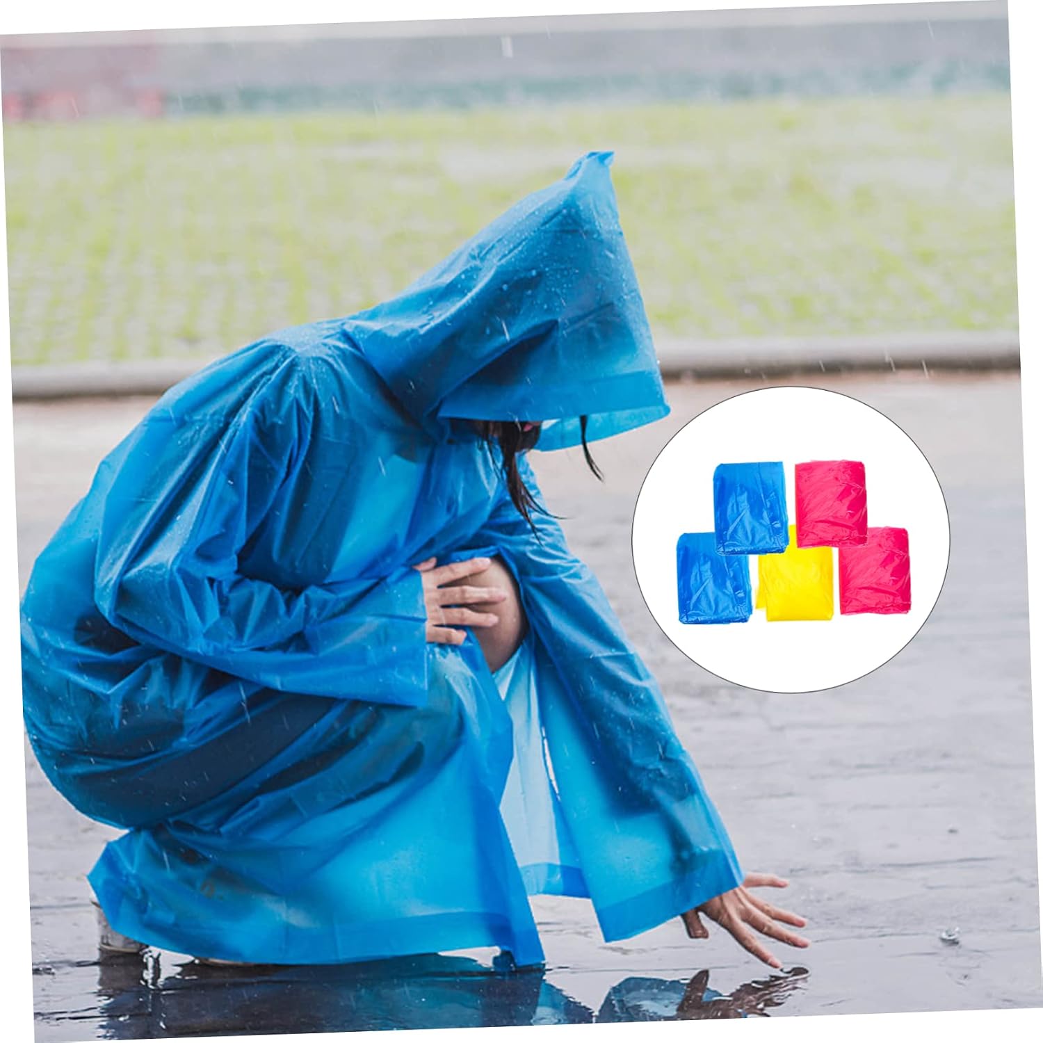 10pcs Disposable Poncho Rain Coats for Adults and Boys and Girls Outdoor