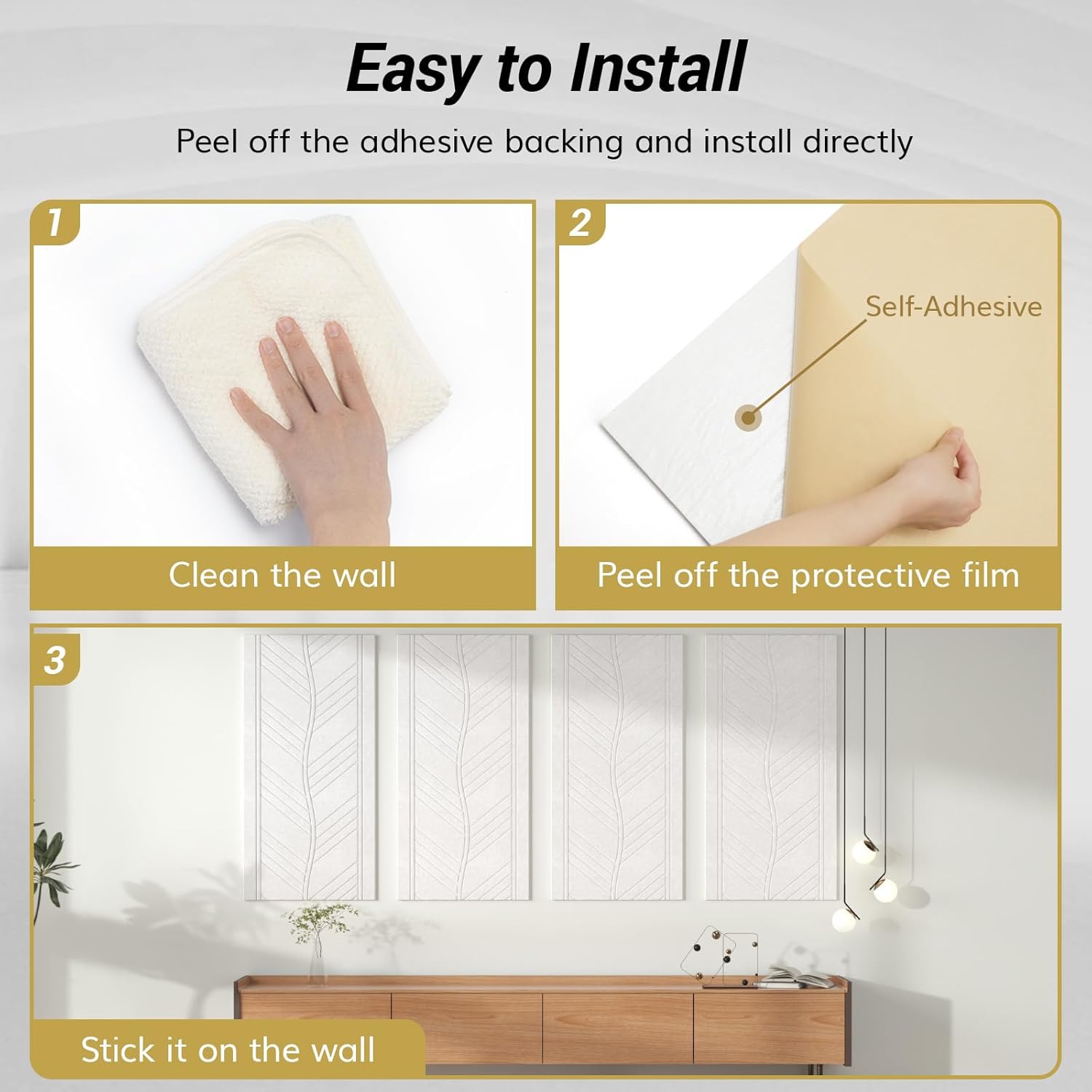 TONOR 4 PCS Acoustic Panels, 47.2″ x 23.6″ x 0.35″ Leaf Pattern Soundproof Wall Panels, Full Self-Adhesive, Sound Absorbing Panels for Echo Reduction, Acoustic Treatment for Studio, Home, White